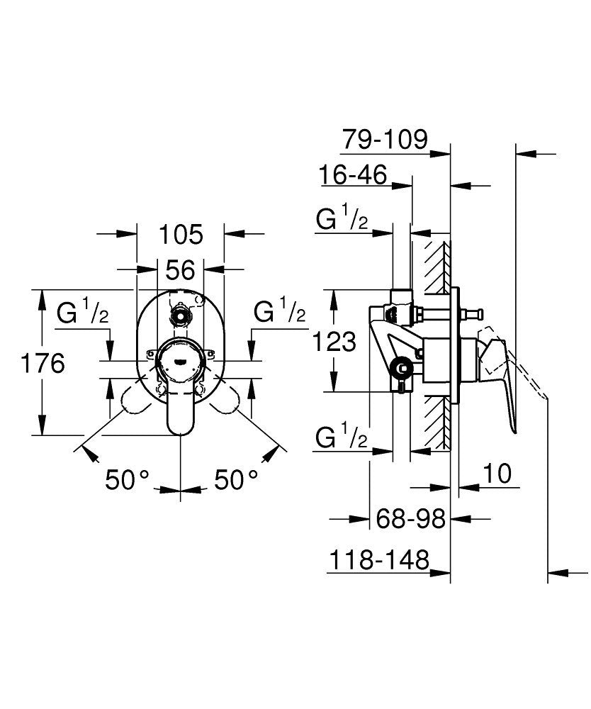Grohe BauEdge Ankastre Banyo Duş Bataryası