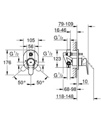 Grohe BauEdge Ankastre Banyo Duş Bataryası